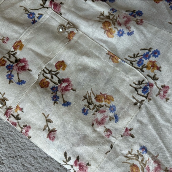 House of Harlow 1960 linen floral romper with pearl belt detail buckle sz 12 - Picture 7 of 13